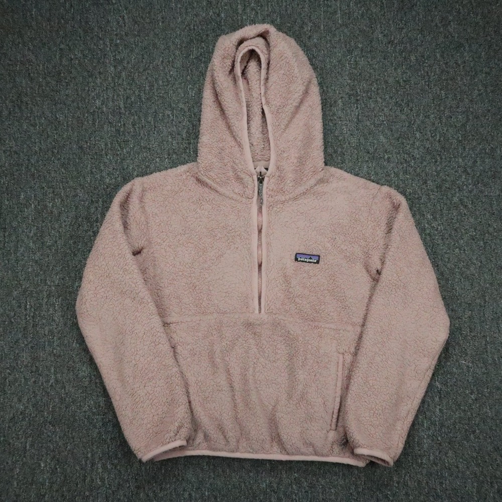 Patagonia Hoodie Womens Small Pink Los Gatos Hooded Pullover Half Zip Fleece